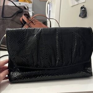 Elegant Black Snakeskin Clutch